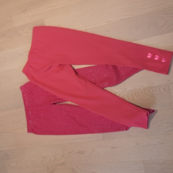 2x Girls pink fleece leggings, one star print and one heart print, size 14 yrs - Picture 1 of 3